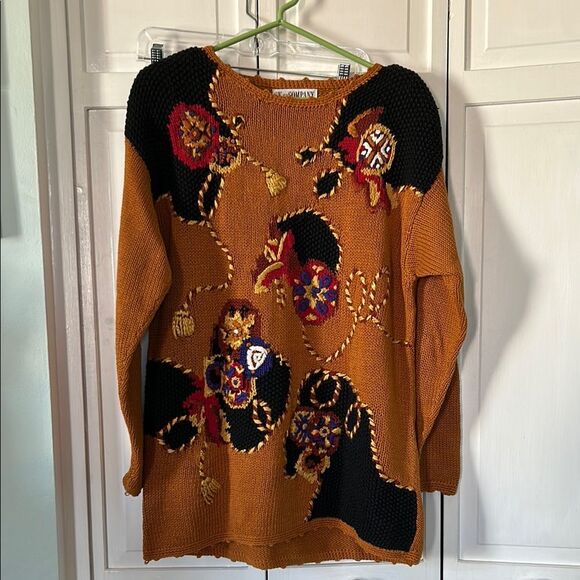 Vintage Women's Tunic Sweater with Embroidered Design - Size M - Picture 1 of 11